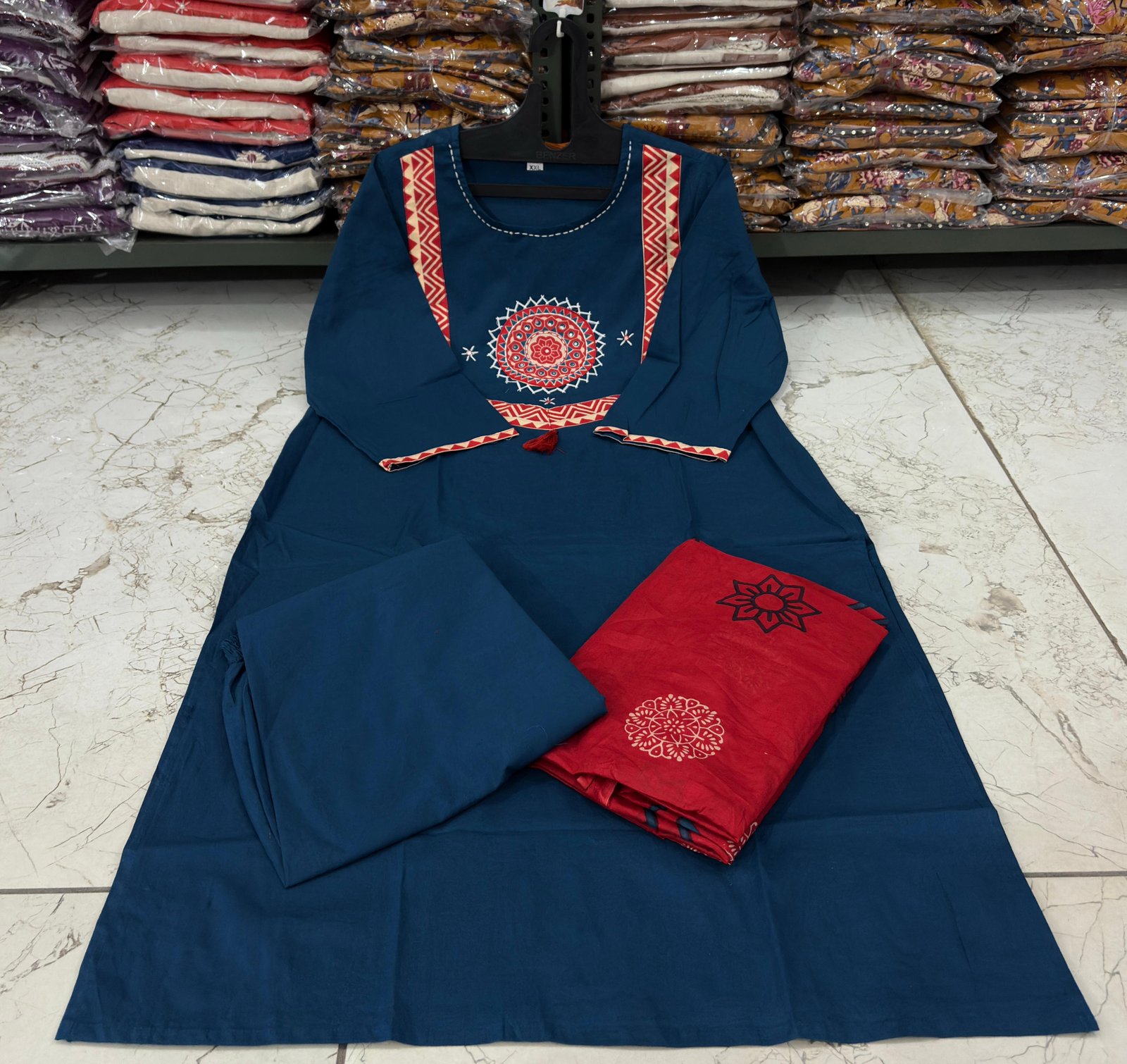 Blue Handwork Cotton Suit Set